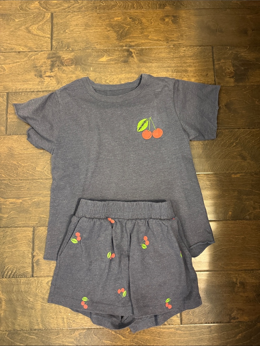 Chaser Kids Heather Navy Cherry Print Matching Tee & Shorts Set